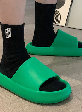 细细条 男女生绿色拖鞋女夏外穿居家eva厚底情侣浴室防臭防滑凉拖