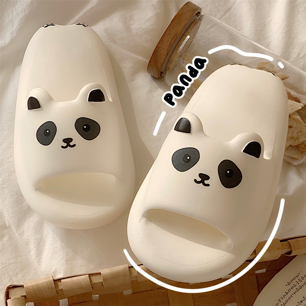 细细条可爱熊猫EVA厚底居家拖鞋