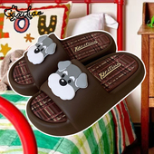 夏季 细细条 呆萌可爱小狗情侣一字拖鞋 室内休闲防滑男女外穿凉拖