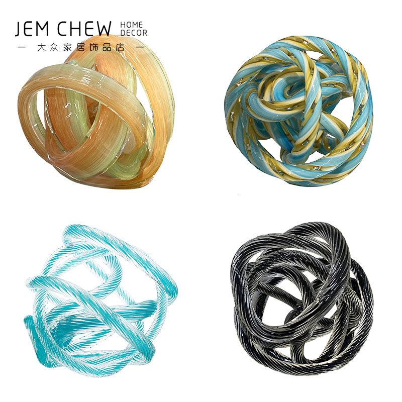 轻奢极简现代几何创意麻球摆件玄关卧室电视柜书房儿童房软装家居