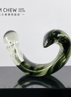 轻奢简约抽象几何弯曲异形玻璃艺术摆件样板间售楼处茶几书房饰品