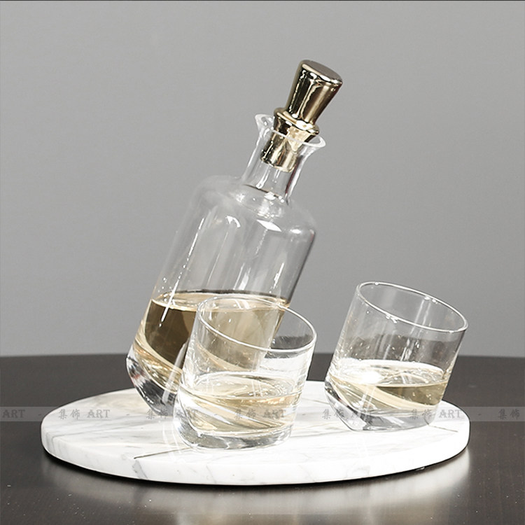 北欧现代水晶玻璃红洋酒瓶杯威士忌酒具装饰摆件设样板房家居饰品图片