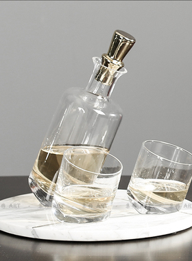 北欧现代水晶玻璃红洋酒瓶杯威士忌酒具装饰摆件设样板房家居饰品