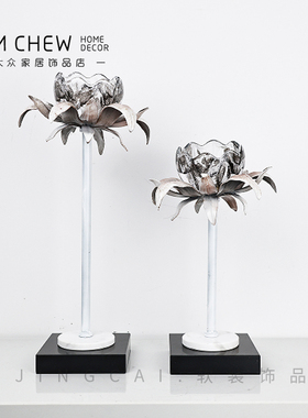高级感现代轻奢中古风玻璃烛台创意餐桌氛围软装家居饰品艺术摆件