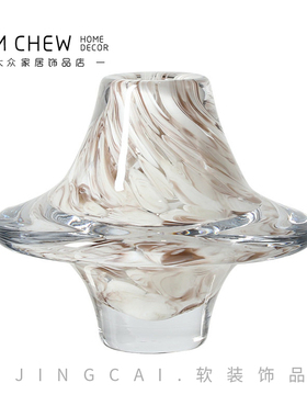 现代创意艺术飞碟形花器样板房售楼处玄关电视柜餐桌茶几插花摆件