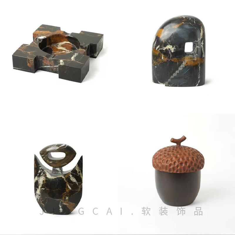 轻奢现代高级感大理石雕塑摆件样板间售楼处客厅软装家居饰品