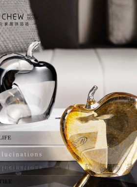 轻奢极简现代创意透明琉璃苹果摆件定制样板间售楼处酒店玄关摆设