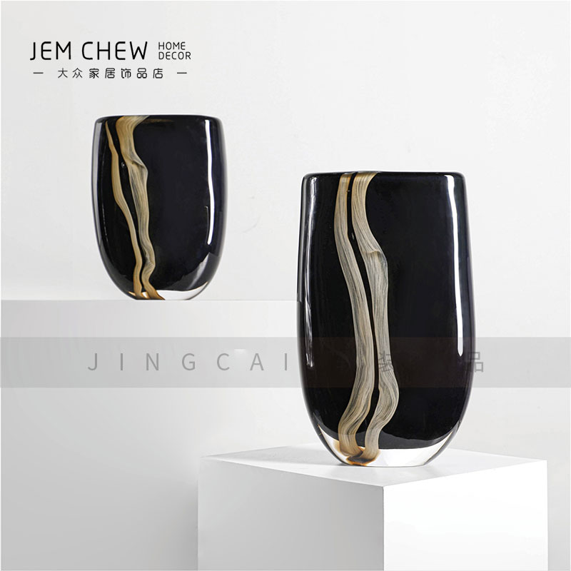 中式现代轻奢热销玻璃花瓶插花样板间售楼处客厅餐桌玄关酒店摆设