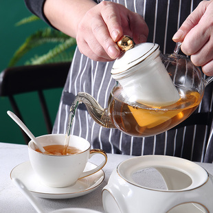 北欧轻奢下午茶茶具套装 蜡烛加热水果茶壶玻璃 日式 花茶壶杯子英式