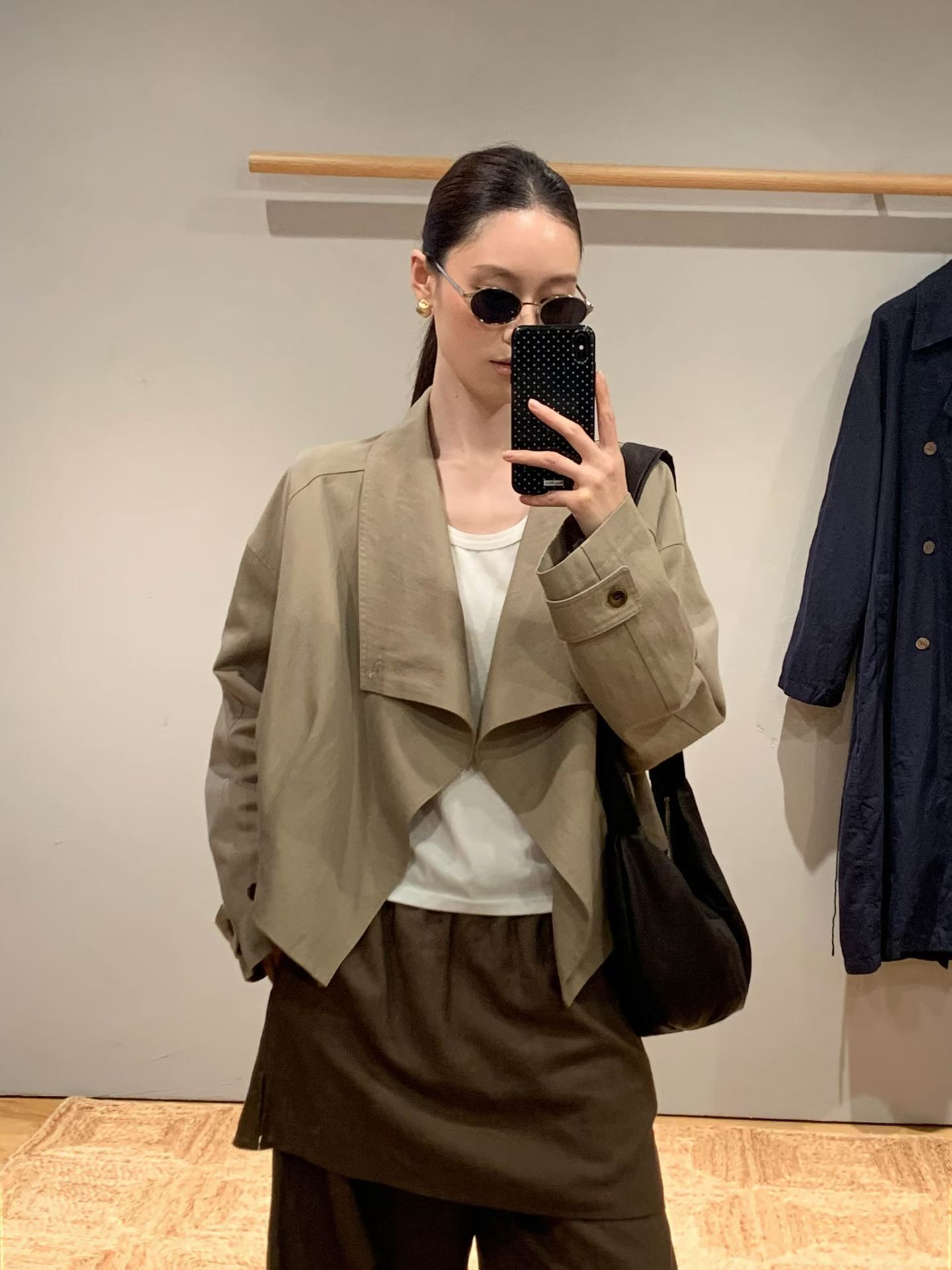 HY MOXI2026秋款韩版不规则大翻领风衣外套女小个子显瘦休闲外套