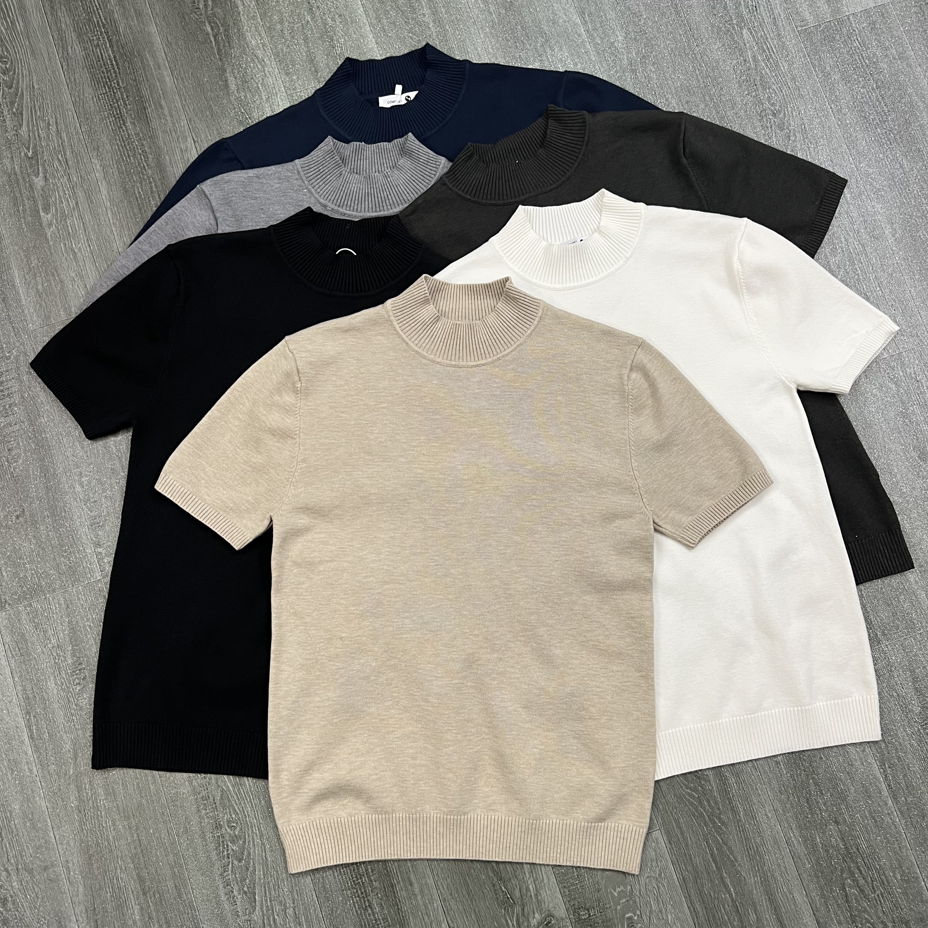 男士圆领针织衫莱赛尔半高领短袖