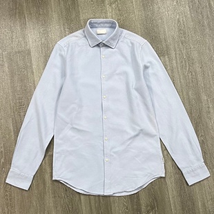 外贸订单纯棉长袖衬衫男经典纯色修身翻领商务透气舒适衬衣有微瑕