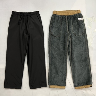 户外防风防拨水加厚保暖羊羔绒直筒休闲裤男冬季加绒松紧腰抽绳裤