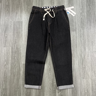 外贸捡漏男士牛仔裤宽松锥型松紧腰抽绳休闲牛仔裤秋冬季休闲长裤