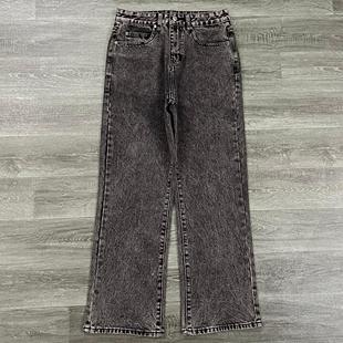 外贸新款经典阔腿水洗牛仔裤潮流欧美慵懒风多口袋装饰宽松长裤男