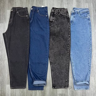 子痞帅老爹裤 宽松显瘦锥形裤 潮 男秋冬季 外贸单复古水洗做旧牛仔裤