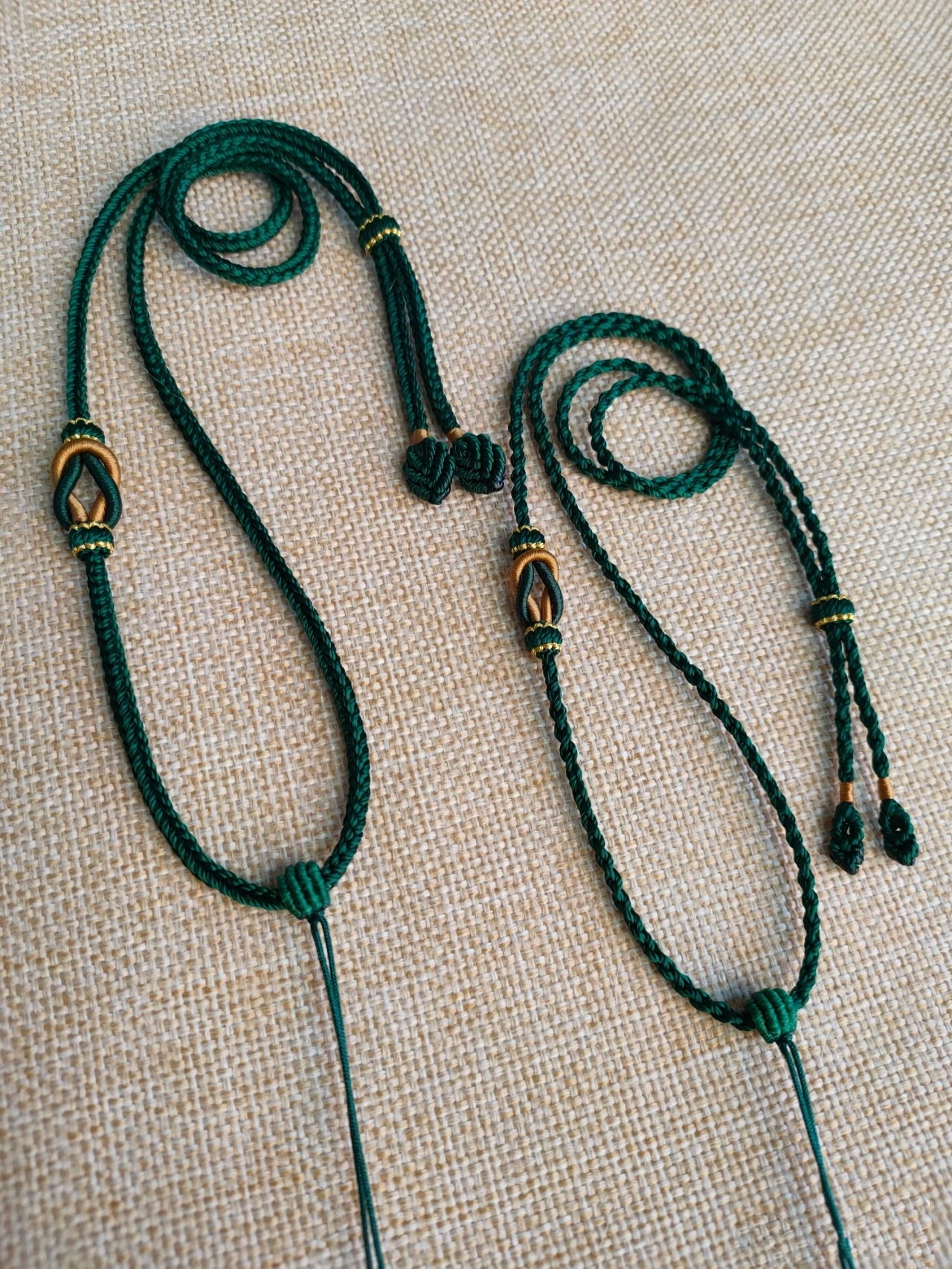 手工项链绳墨绿色莫相离珠宝玉石挂绳CS股线纯手工编制八股四股辫