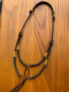 横挂锁骨链编绳半成品双挂天珠绿松蜜蜡吊坠项链绳纯手工精工男