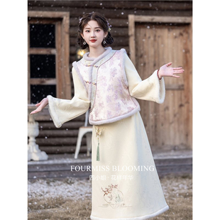 【花样年华】国风旗袍|新中式连衣裙低领马甲紫色冬长袖加厚套装