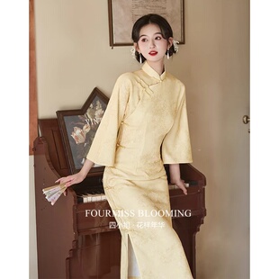 花样年华 中式 国风旗袍 改良订婚日常倒大袖 素雅小个子秋 新款