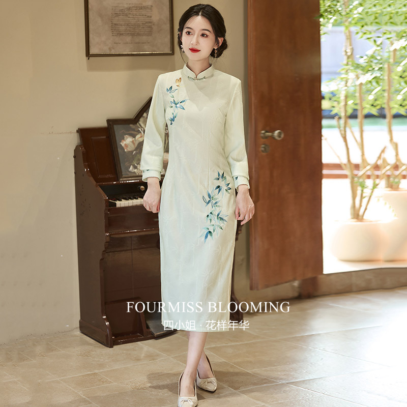 绿色新中式长袖女衫62