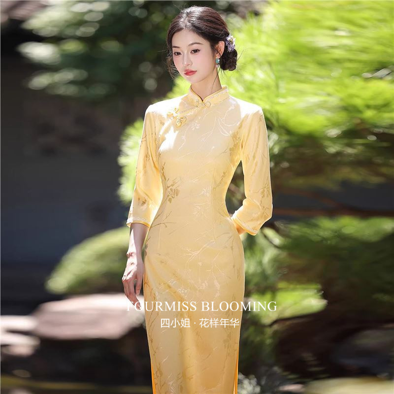 【花样年华】国风旗袍|订婚日常鹅黄色新中式改良少女高级礼服裙
