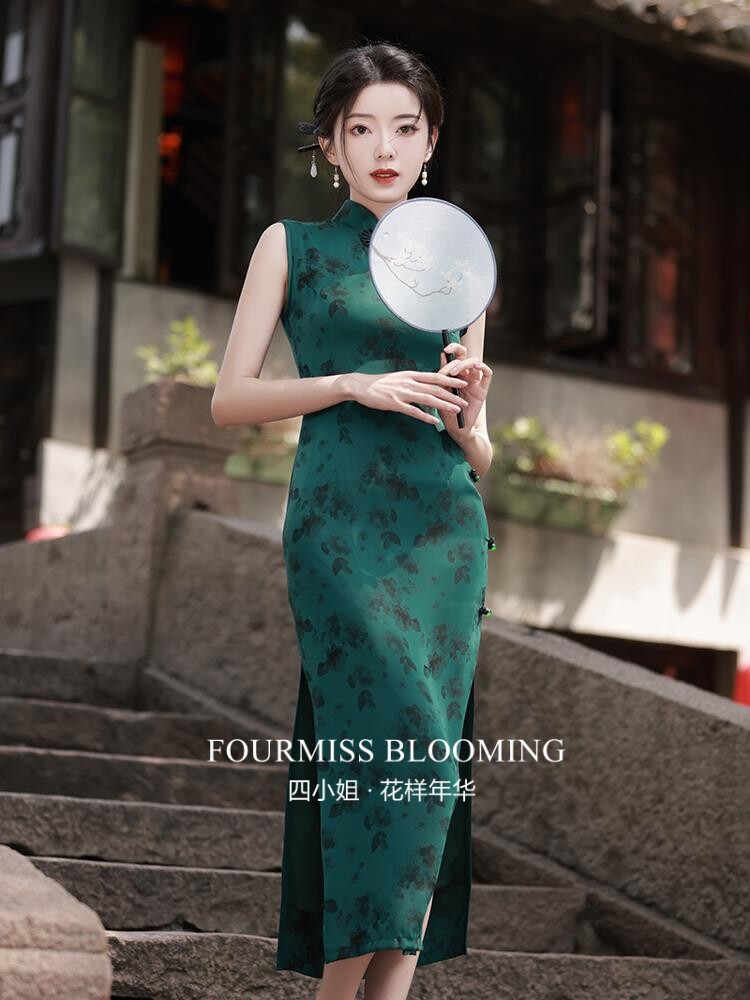 【花样年华】国风旗袍|新中式绿色优雅气质连衣裙2026少女改良款