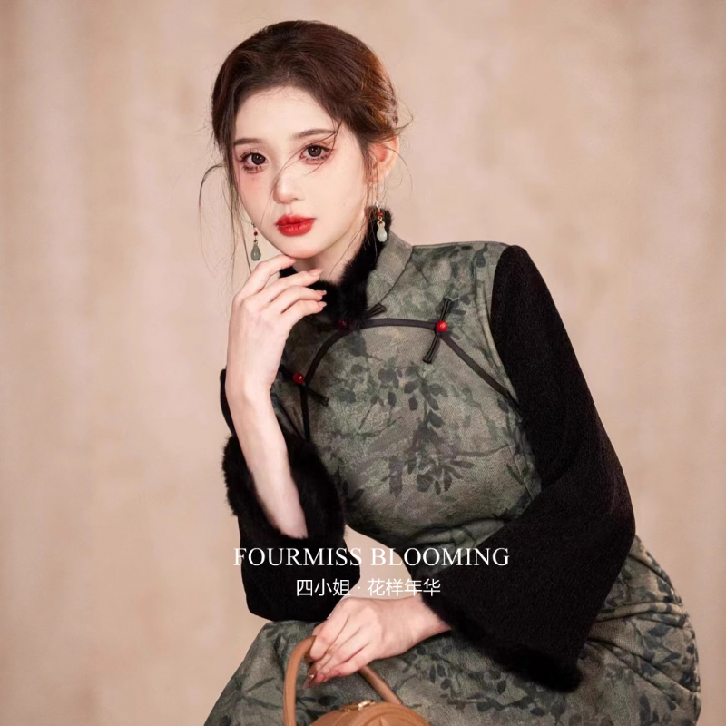 中式改良加绒连衣裙04