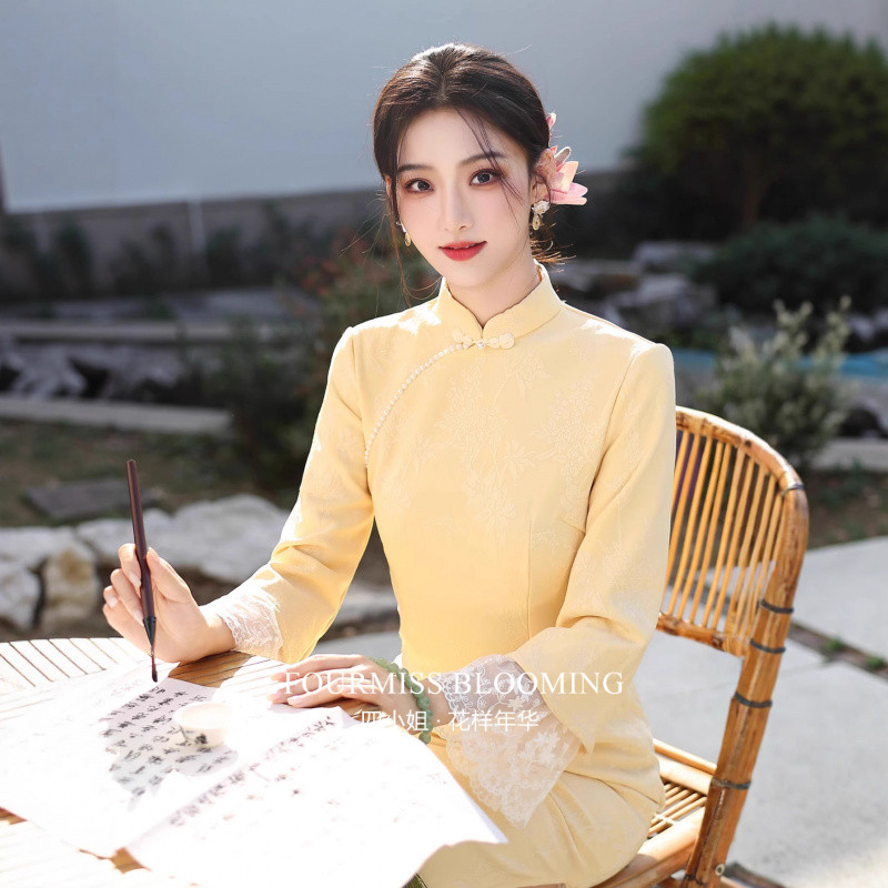黄色少女款显瘦礼服30
