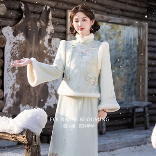 【花样年华】国风旗袍|马甲夹棉改良长袖上衣加厚两件套新中式