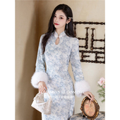 加绒冬季 保暖女连衣裙 新中式 复古绝美长袖 花样年华 国风旗袍