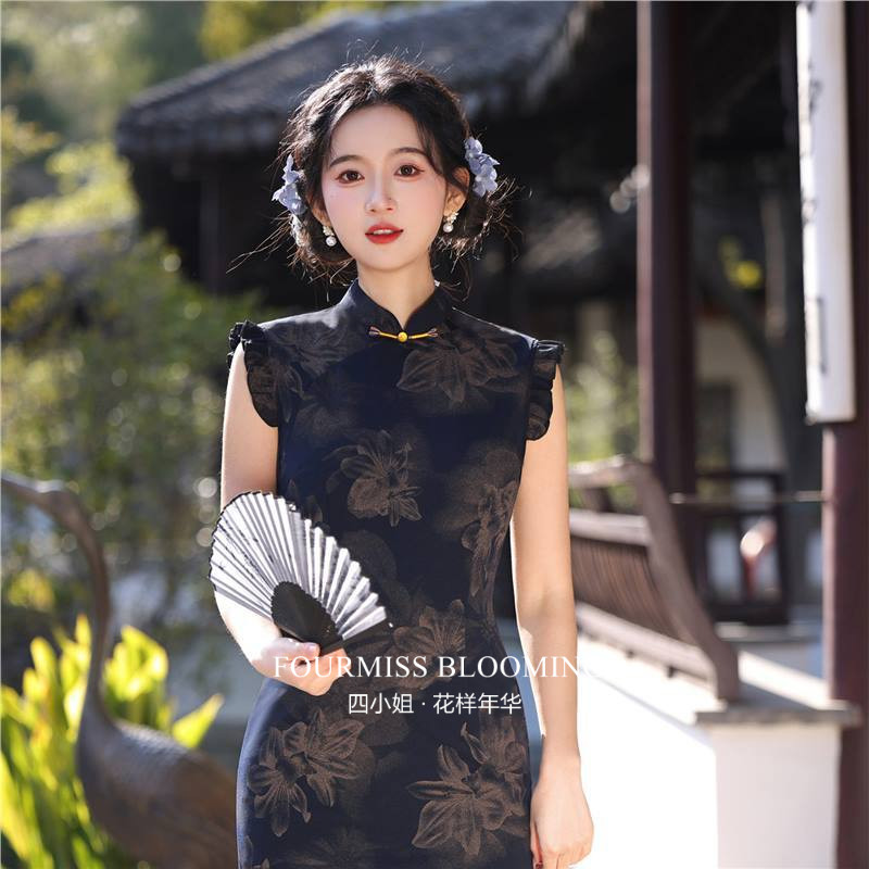 无袖新中式复古显瘦连衣裙