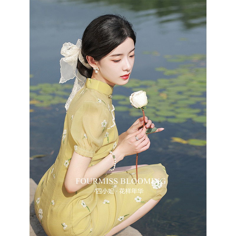 【花样年华】国风旗袍|新中式小个子黄色改良连衣裙高端气质夏季