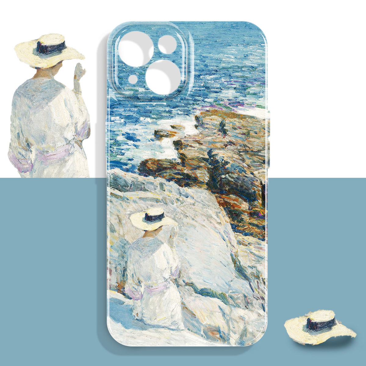 CCC新品海边礁石菲林光面软壳适用于苹果16/15plus/iPhone14promax/13mini/12/11/xsmax油画复古手机壳