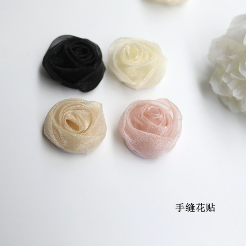 柔纱玫瑰花立体花朵手工diy辅料