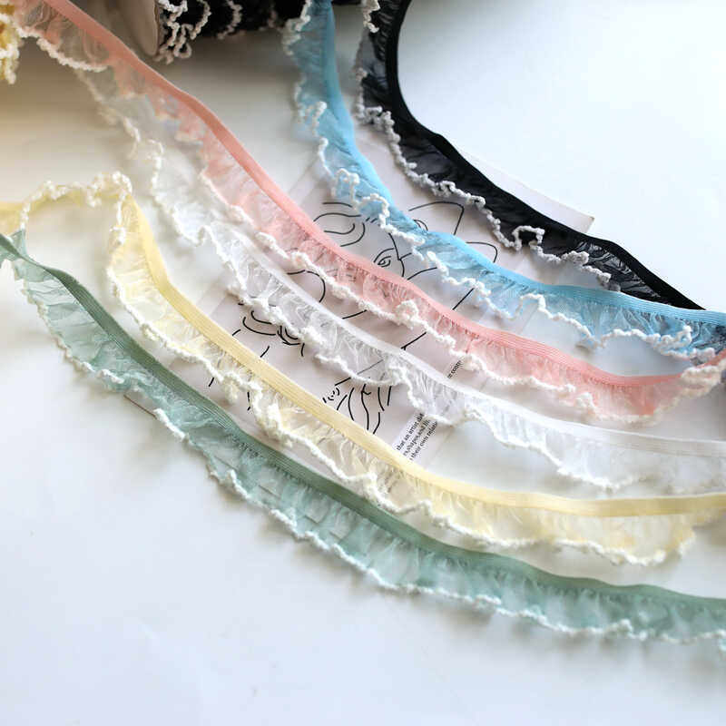 2cm米白黑色狗牙雪纱褶皱花边辅料袖口衣领娃衣裙Lolita窗帘装饰