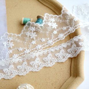 好网纱蝴蝶结棉线刺绣蕾丝花边装 饰衣边蕾丝边diy婚纱洛丽塔辅料