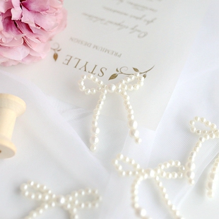 白色仿珍珠蝴蝶结饰品服装 子衣服手工diy配件 辅料发夹项链配饰鞋