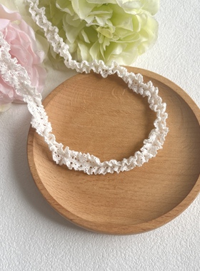 白色纯棉双边弹力蕾丝花边手工编织DIY装饰边条材料娃衣辅料