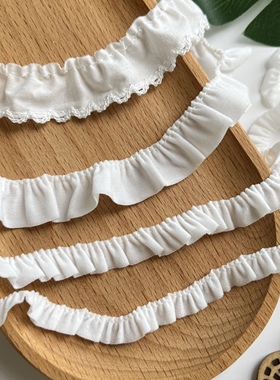 白色棉布狗牙娃衣荷叶边木耳边裙摆袖口领口diy蕾丝花边辅料无弹