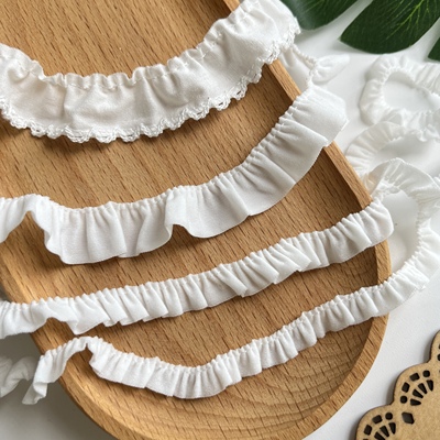 白色棉布狗牙娃衣荷叶边木耳边裙摆袖口领口diy蕾丝花边辅料无弹