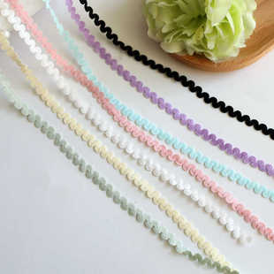 6mm波浪弹力蕾丝花边手工辅料布料娃衣装饰服装镶边配件水兵织带