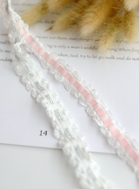 白色粉色弹力蕾丝花边松紧带 波浪边服装配饰材料diy手工娃衣辅料