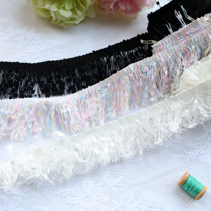 4cm白色黑色彩色流苏花边辅料diy装饰裙摆抱枕桌布家居网纱蕾丝边