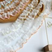 百搭柔软褶皱牙边蕾丝花边辅料diy手工服饰宠物娃衣裙摆袖 口辅料