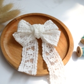 白色精美棉线刺绣花边蕾丝diy蝴蝶结发饰汉服洛丽塔衣边装 饰辅料