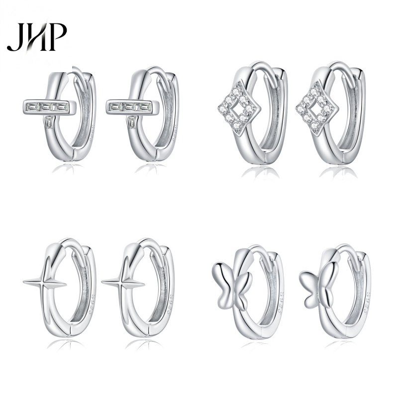 锦河畔镀白金蝴蝶耳扣