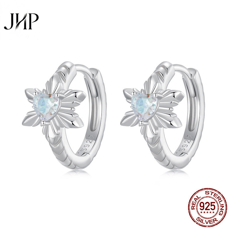 锦河畔冰雪花朵S925纯银耳扣