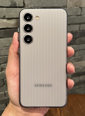 磨砂黑灰色行李箱瓦楞条纹适用三星S23U手机壳超薄Galaxy S24Ultra保护套s23+全包防摔S24plus+硬壳s24u男女