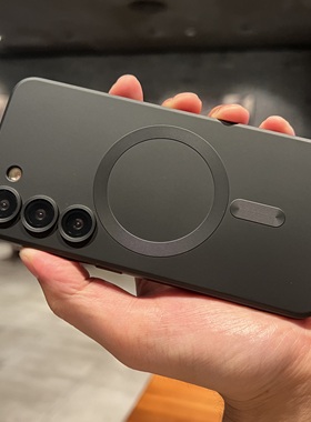 带镜头膜硅胶磁吸无线充电纯黑色适用三星S23U手机壳高级超薄Galaxy S24Ultra保护套S23+全包防摔软壳酷黑潮